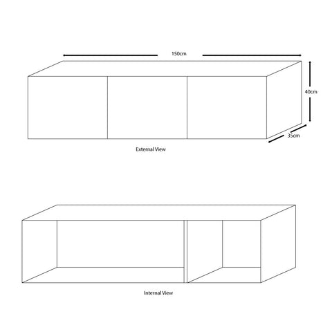 Floating White Tv Media Unit 150cm