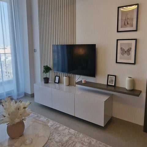 TV Media Wall 200cm x 240cm Stone Effect