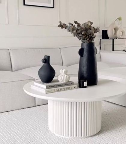 Angel Marble Coffee Table white fluted base