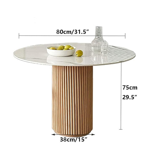 Sahara 100cm Round Marble Dining Table With Wood Base