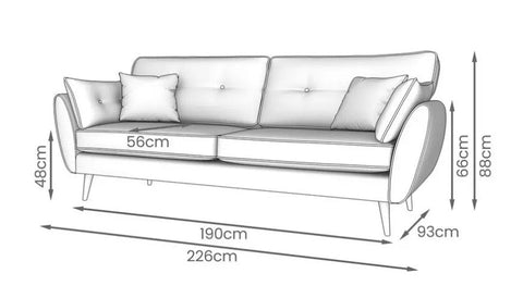 Zinc 3 Seater Sofa Beige